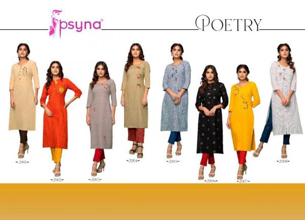 Psyna Poetry 2 Cotton Embroidery Kurti With Bottom